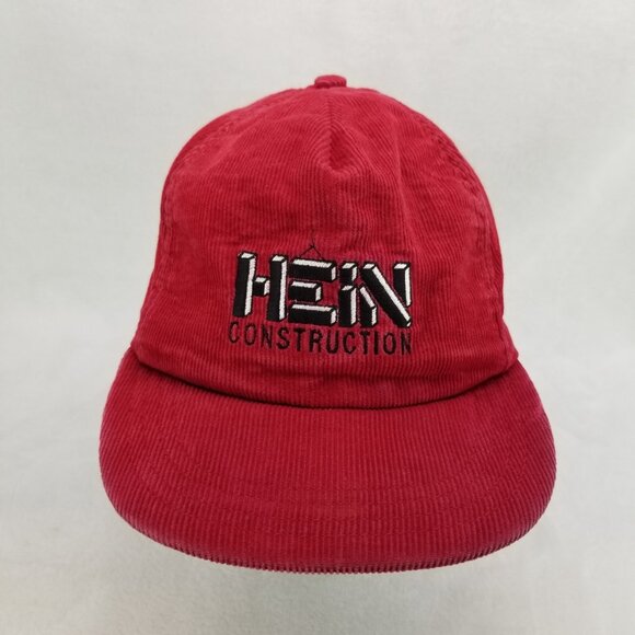 ✅VTG P-Caps Hein Construction Red Corduroy Snapback Baseball Hat OSFA Adjustable - Picture 3 of 9